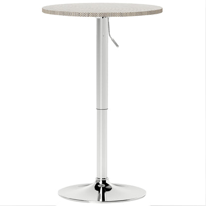 Table de bar réglable pour 2 personnes, ronde avec plateau en rotin synthétique et base en acier, gris