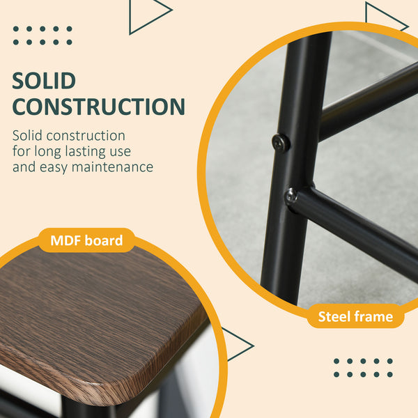 3-piece high table set including a storage shelf and a footrest in metal, black and oak. 