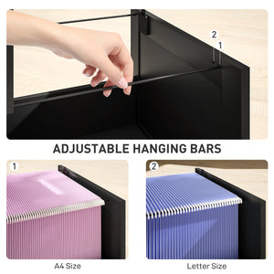 Classeur 4 tiroirs avec serrure, armoire de rangement de bureau avec barres de suspension réglables pour dossiers format A4, noir