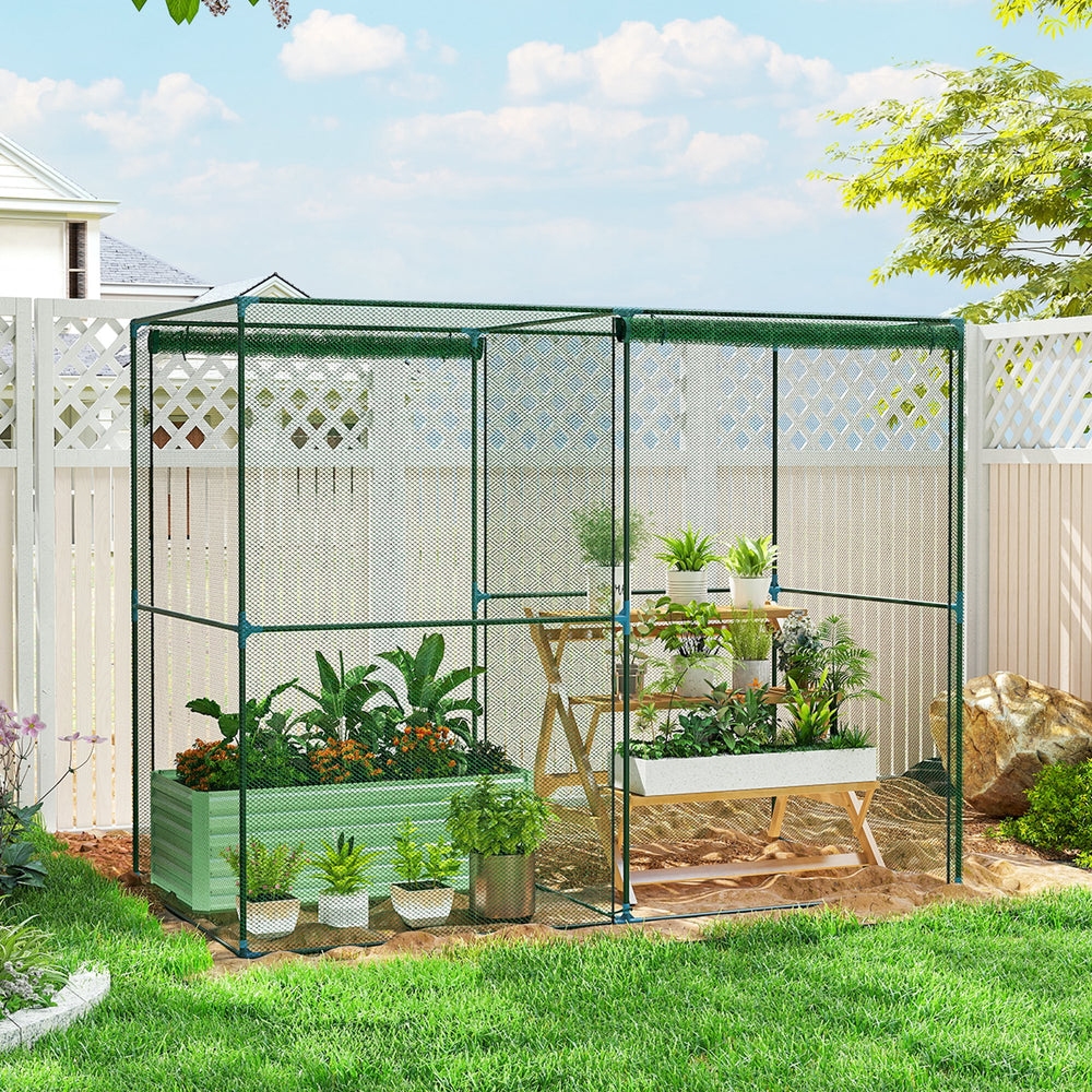 Plant grow cage with zippered doors