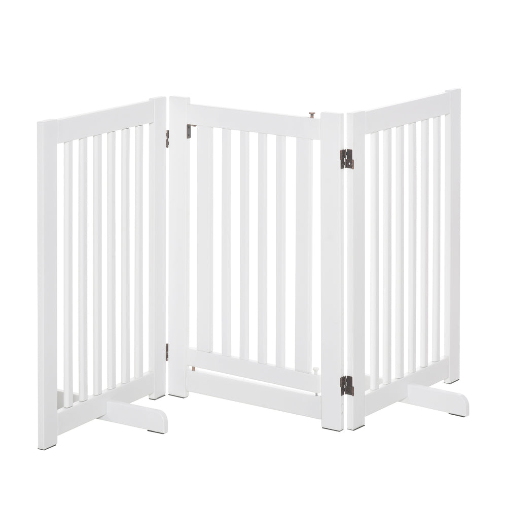 Barrière pour animaux de compagnie en bois autoportante avec 3 panneaux pliables