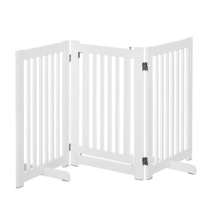 Barrière pour animaux de compagnie en bois autoportante avec 3 panneaux pliables