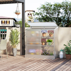 Serre en aluminium à châssis froid, protection surélevée pour jardinières avec toit ouvrant