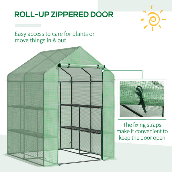 Portable garden greenhouse with 8 shelves