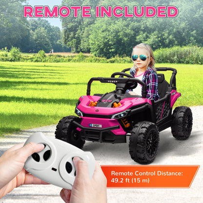 12V Kids Car, Remote Control Truck, Spring Suspension, LED Headlights, 3 Speeds, Pink