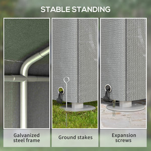 Abri portable avec structure en acier galvanisé et grande porte, gris clair