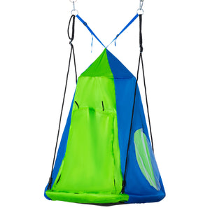 Kids Hanging Tree Swing Tent, Waterproof Sensory Swing with Windows, Rolling Door, for Indoor & Outdoor, Green