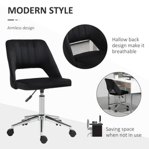 Black velvet mid-back office chair