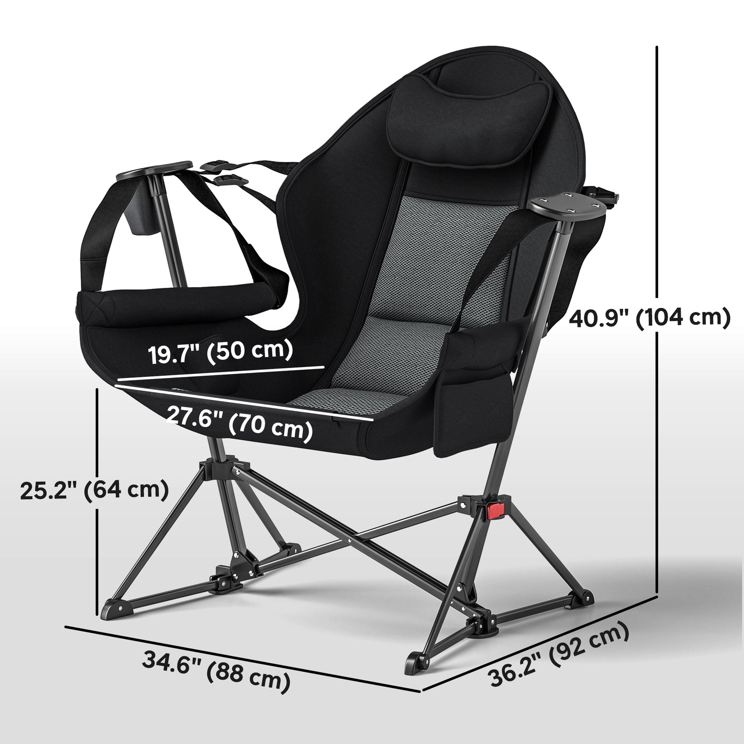 Lot de 2 chaises hamac de camping, dossier réglable, pliable avec porte-gobelet et siège rembourré