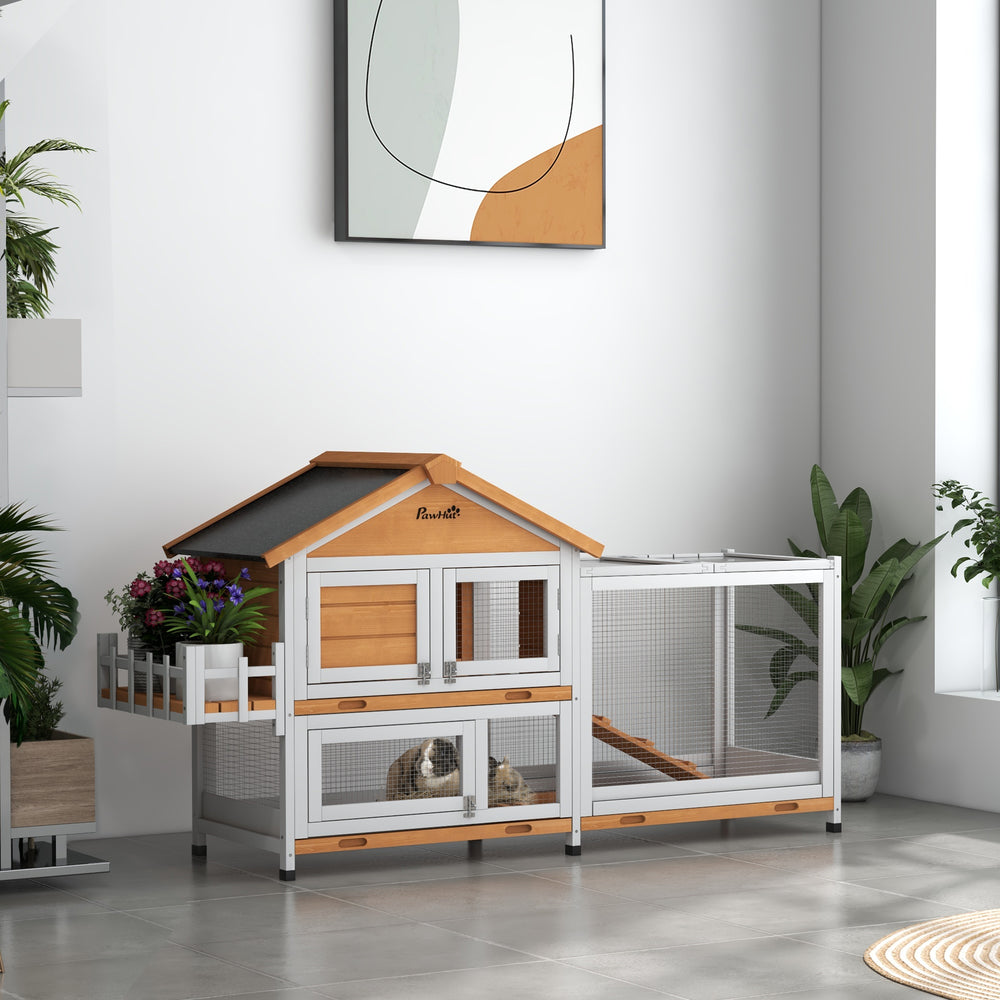 Clapier en bois 65" avec toit ouvrant et coffre de rangement