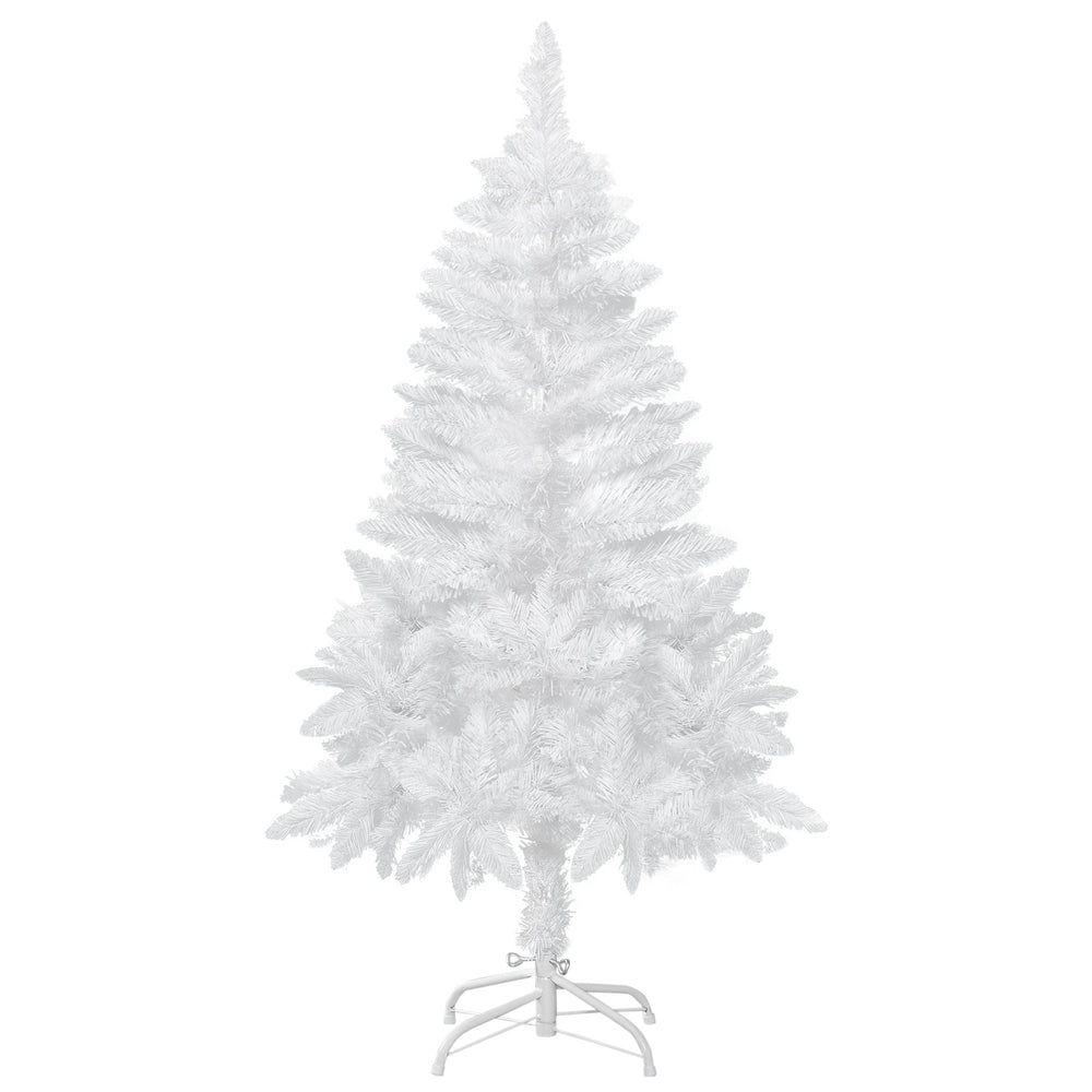 HOMCOM 4ft Artificial Christmas Tree with Pine Realistic Branches, Auto Open, for Indoor Decoration, White |