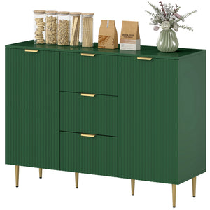 Meuble de rangement de cuisine moderne avec 3 tiroirs et étagères réglables, vert