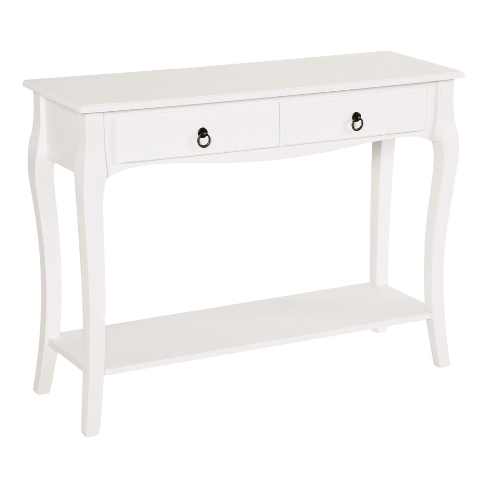 Modern Entryway Console Table with 2 Drawers and Lower Shelf, for Living Room, Hallway, Ivory White
