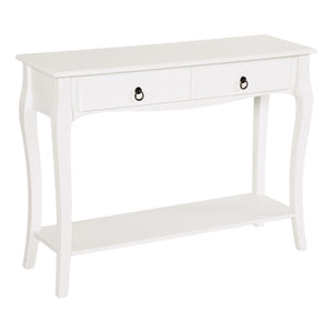 Modern Entryway Console Table with 2 Drawers and Lower Shelf, for Living Room, Hallway, Ivory White