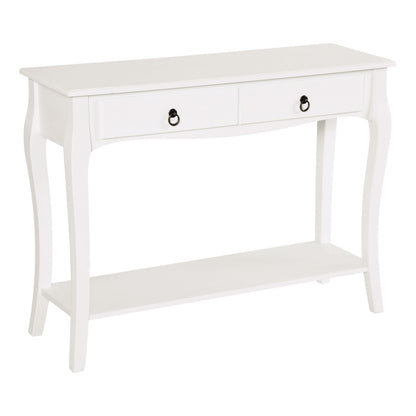 Console d'entrée moderne avec 2 tiroirs et étagère inférieure, pour salon, couloir, blanc ivoire