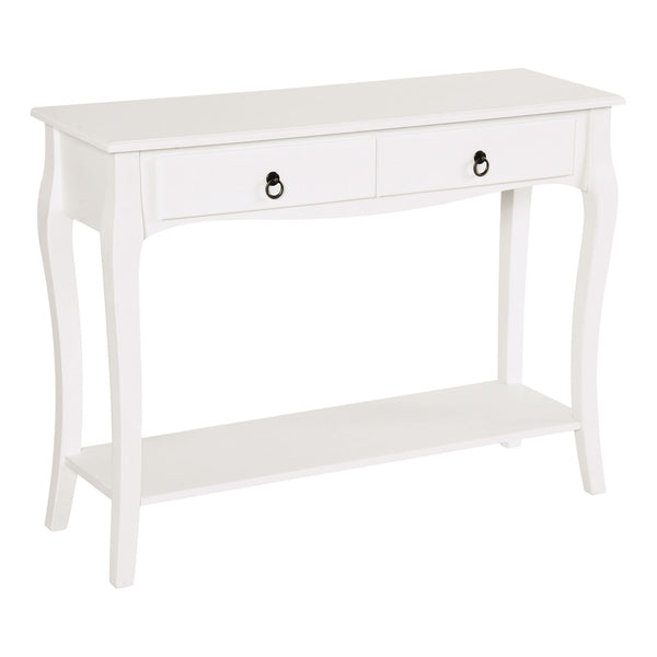 Modern Entryway Console Table with 2 Drawers and Lower Shelf, for Living Room, Hallway, Ivory White