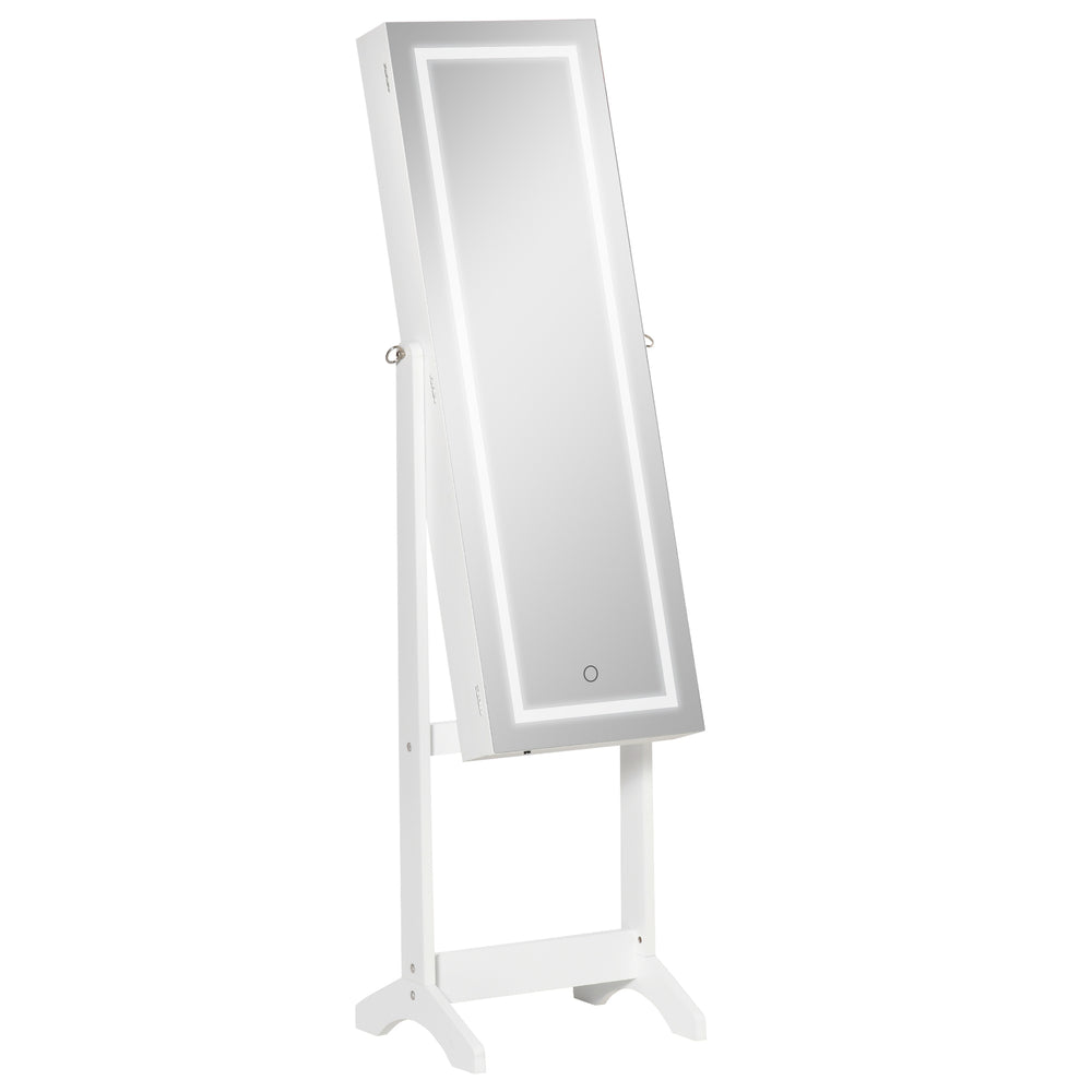 Armoire à bijoux verrouillable avec éclairage LED, blanc