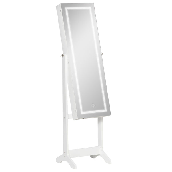 Lockable jewelry cabinet with LED lighting, white