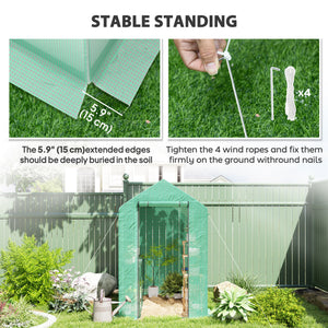 Portable outdoor greenhouse with roll-up door, green