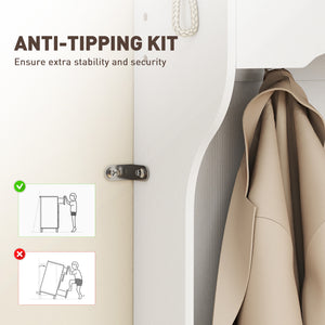 Meuble d'entrée 4 en 1 avec banc et rangement à chaussures, blanc