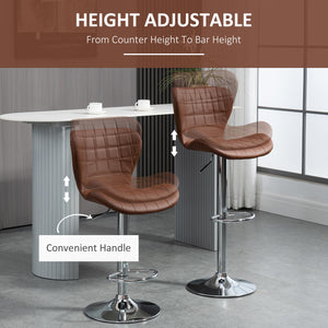Lot de 2 tabourets de bar pivotants à hauteur réglable avec repose-pieds, marron