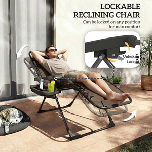 Ensemble de 2 chaises longues d'extérieur Zero Gravity, pliantes et inclinables, avec porte-gobelet et appui-tête, marron