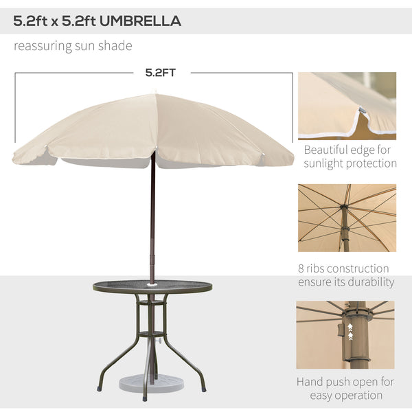Ensemble de salle à manger d'extérieur 6 pièces pour 4 personnes avec parasol