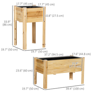 Ensemble de 3 jardinières surélevées en bois autoportantes
