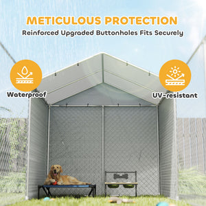 PawHut Galvanized Steel Dog Kennel Outdoor with Waterproof &amp; UV-Resistant Cover for Large Dogs, 13.1' x 7.5' x 7.5' |