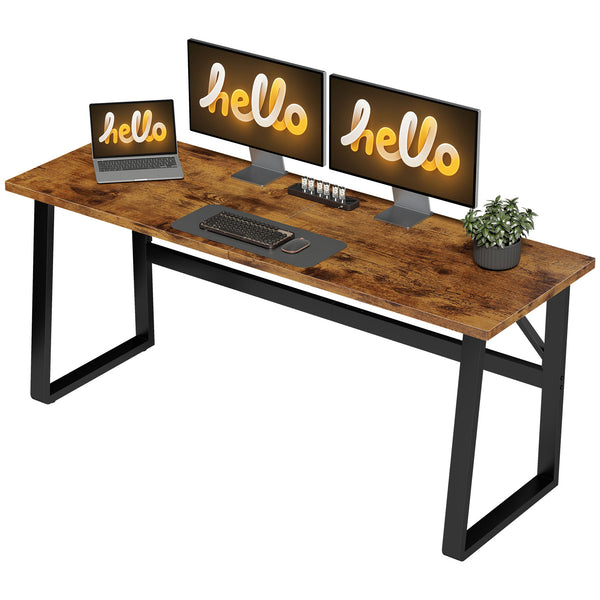 Bureau d'ordinateur 180 cm avec pieds réglables, style moderne, marron