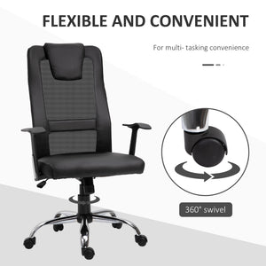 Chaise de bureau ergonomique en maille avec fonction inclinable et accoudoirs, noire