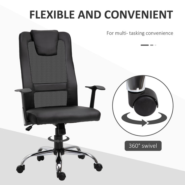 Chaise de bureau ergonomique en maille avec fonction inclinable et accoudoirs, noire