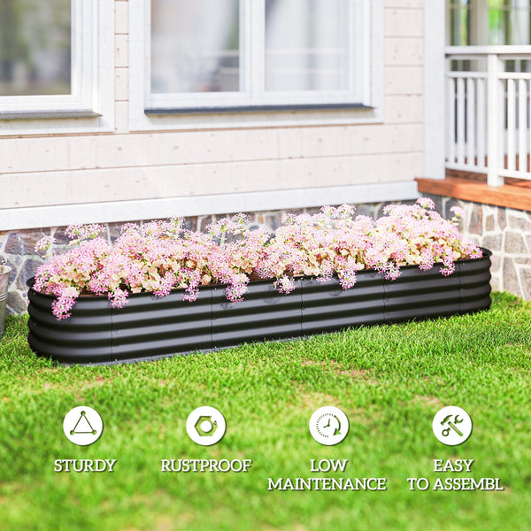 Jardinière surélevée galvanisée avec bordure de sécurité, noir