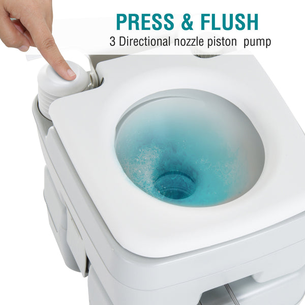 Toilettes de voyage portables avec réservoir à chasse d'eau, indicateur de niveau et robinet, 20 litres
