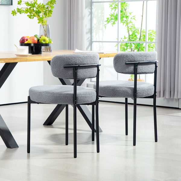 Lot de 2 chaises de cuisine avec revêtement en polaire, grises