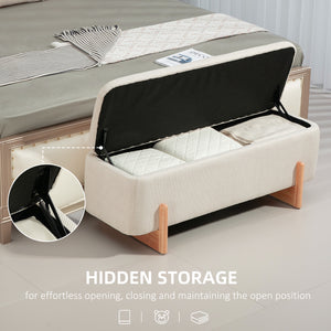 Banc ottoman avec rangement et assise rembourrée – Blanc crème