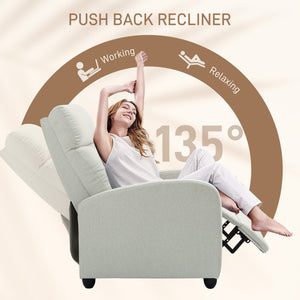 Fauteuil inclinable manuel en tissu inclinable simple avec assise rembourrée pour salon, blanc crème