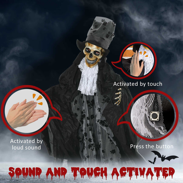 Faucheur marié animé d’Halloween de 74 po avec yeux DEL, sons et mouvements – Noir