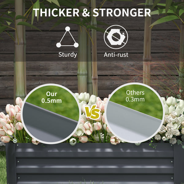 Ensemble de 2 jardinières surélevées en acier, gris foncé