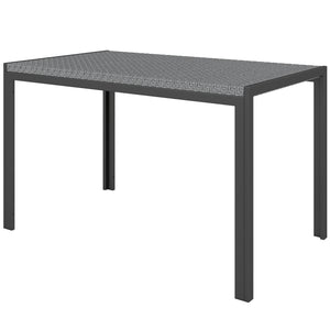 Table de jardin rectangulaire avec plateau en rotin synthétique gris