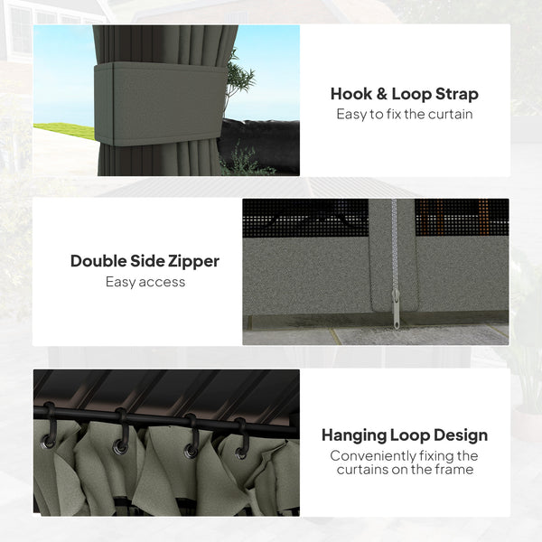 10' x 12' Outdoor Hardtop Gazebo Metal Roof Patio Gazebo with Aluminum Frame, Mesh Nettings, Dark Grey