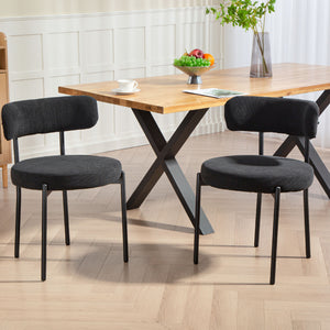 Lot de 4 chaises de cuisine modernes avec revêtement en velours côtelé noir