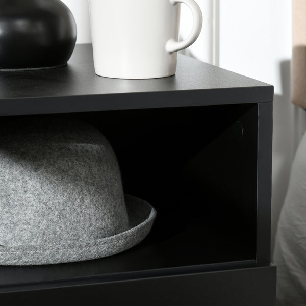 Table de chevet avec éclairage LED et télécommande, noir