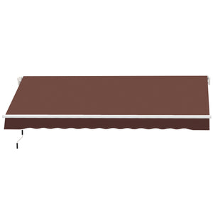 12' x 8' Retractable Patio Awning Sunshade Shelter w/ Manual Crank Handle UV & Water-Resistant for Deck Balcony Coffee