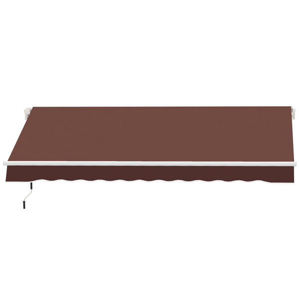 12' x 8' Retractable Patio Awning Sunshade Shelter w/ Manual Crank Handle UV & Water-Resistant for Deck Balcony Coffee