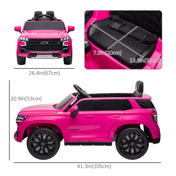 Licensed 12V Chevrolet Tahoe with Parental Remote, Pink