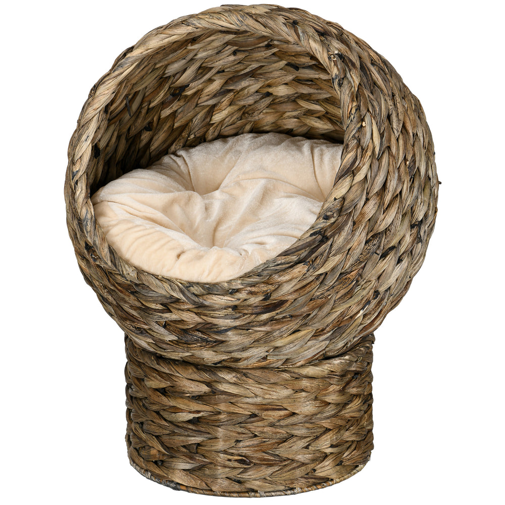 Panier pour chat en osier avec coussin et support