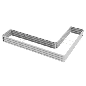 Raised galvanized steel planter with vegetable stakes, silver 