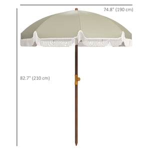 Parasol de plage de 6,2 pieds, beige foncé