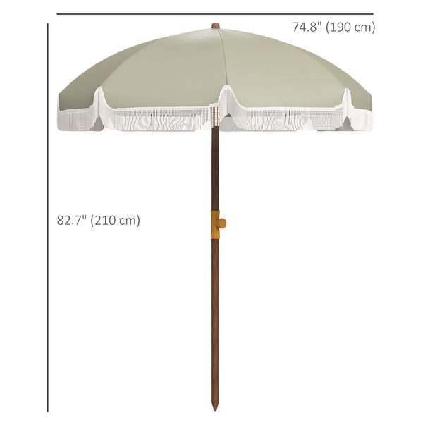 Parasol de plage de 6,2 pieds, beige foncé